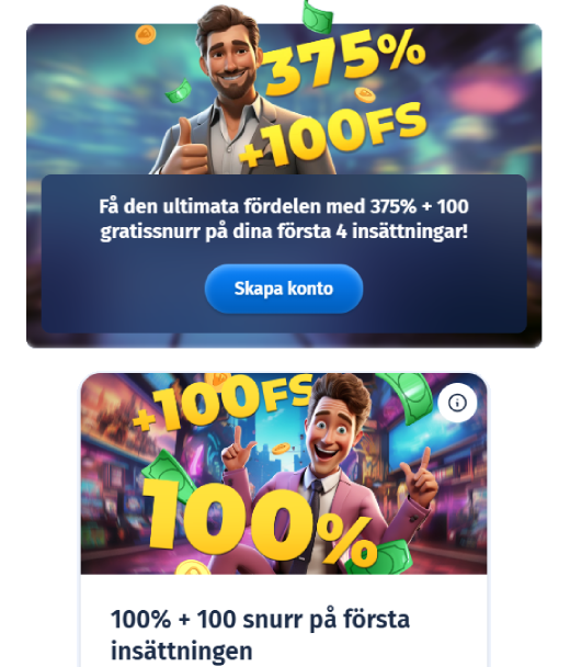 Registreringsbonus på Spin City Casino för svenska spelare