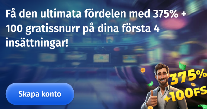 Spin City Casinos välkomstbanner för Sverige